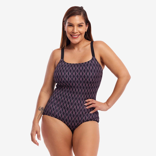Scoop Neck One Piece Print - Curvy Queen