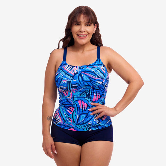 Printed Scoop Neck Tankini - Soaring Hi