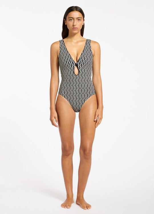 Spring Geo Plunge 1 Piece - Black