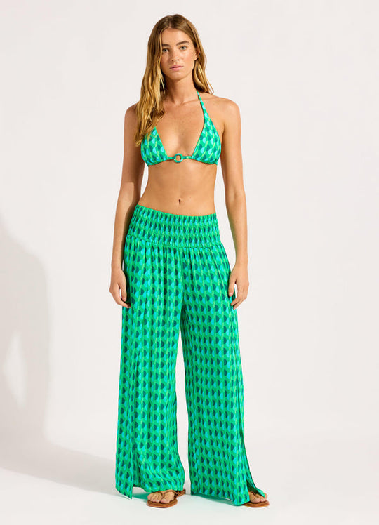 Sorrento Shirred Waist Pant - Vivid Green