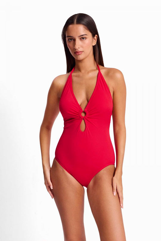 Atlas Bar Halter 1 Piece - Raspberry