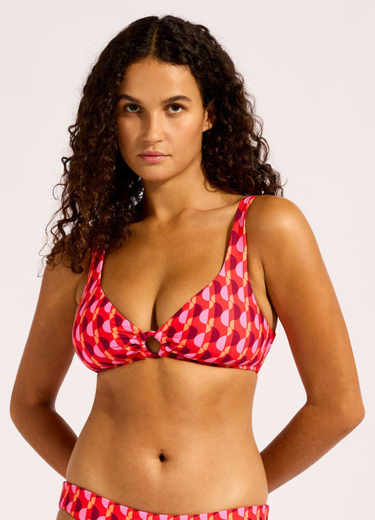 Sorrento Ring Tank Bikini Top - Flame