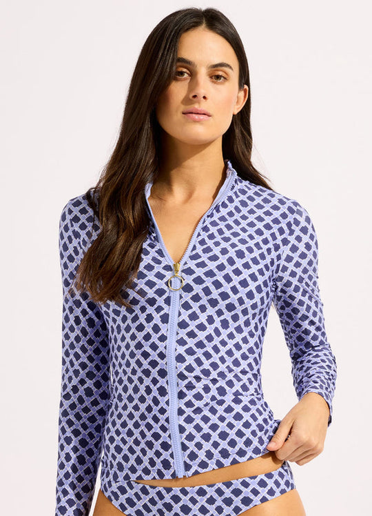 Marseille Long Sleeve Rash Vest - Blue Indigo