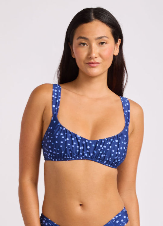 Dolce Dot Ruched Bralette - Classic Navy