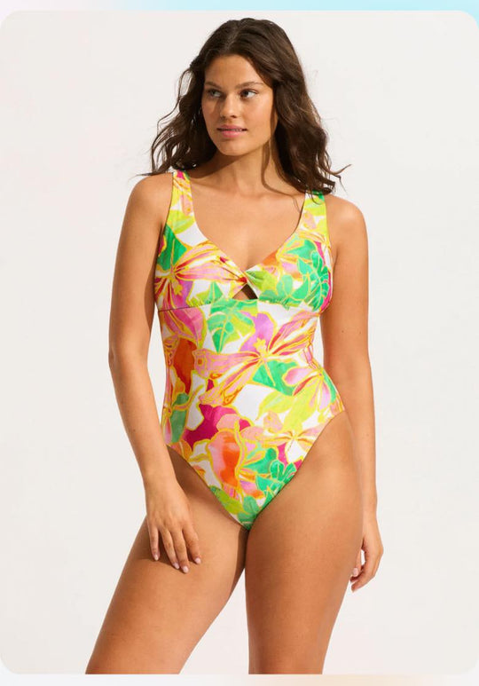 Wonderland Twist Front One Piece - Fuchsia Rose