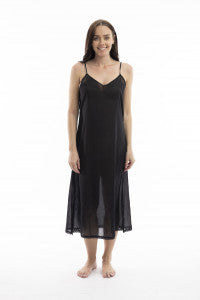 Cotton Maxi Length Slip - Black