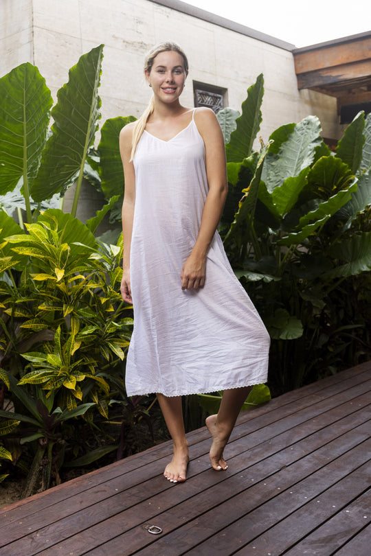 Cotton Maxi Length Slip - White