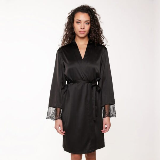 Black And Gold Kimono - Black