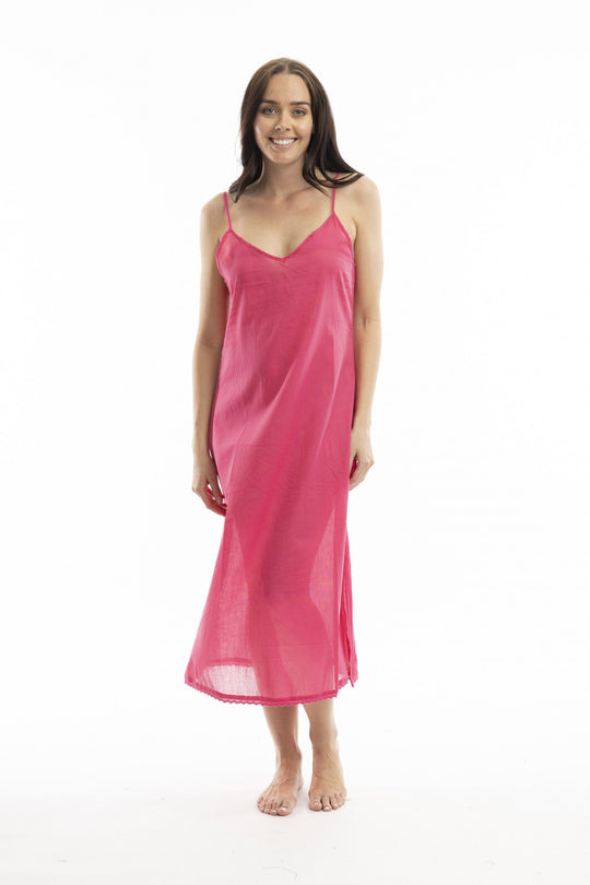 Cotton Maxi Length Slip - Pink