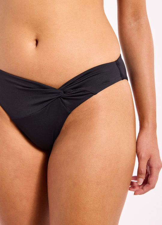 Smooth Twist Front Hipster Pant - Black