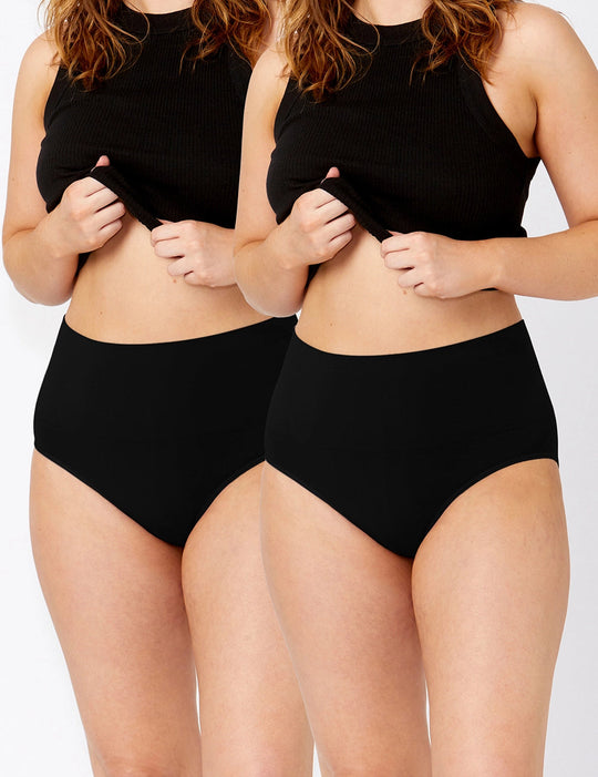 Seamless Smoothies Recycled Full Brief 2 Pack - Black