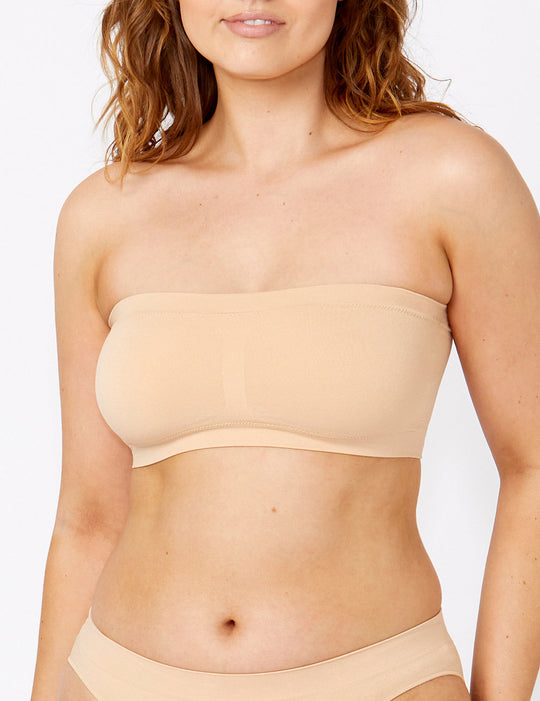 Recycled Nylon Padded Bandeau - Rose Beige