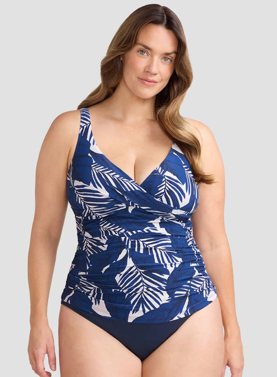 Lanthera Delacroix Cross Over Tankini - Navy Peony
