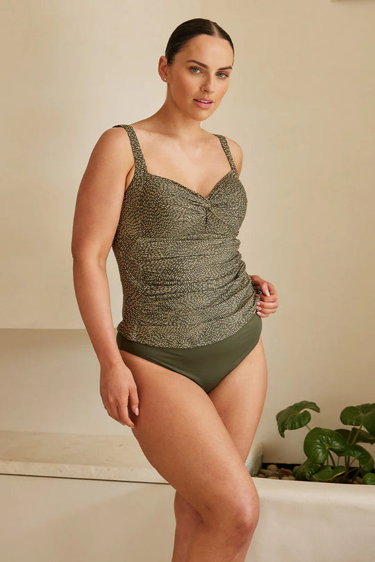 Onda Perspective Botticelli Tankini Top - Olive