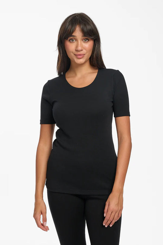 Cosy 240G Wool Short Sleeve Thermal - Black