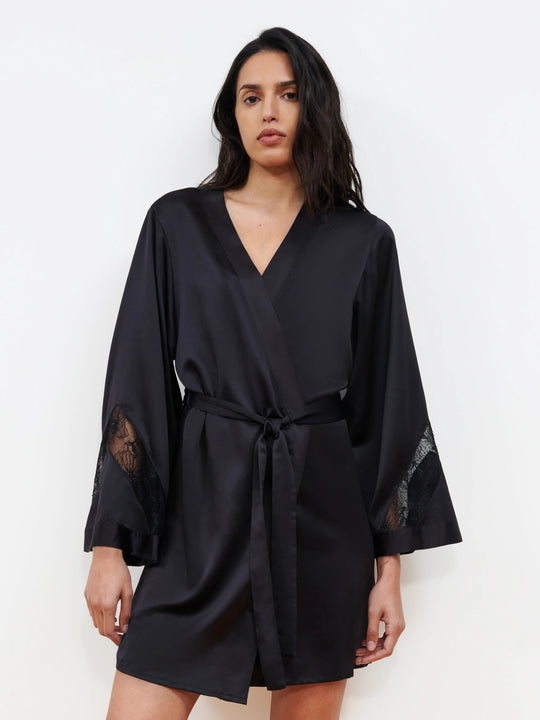 Orchids Kimono - Black