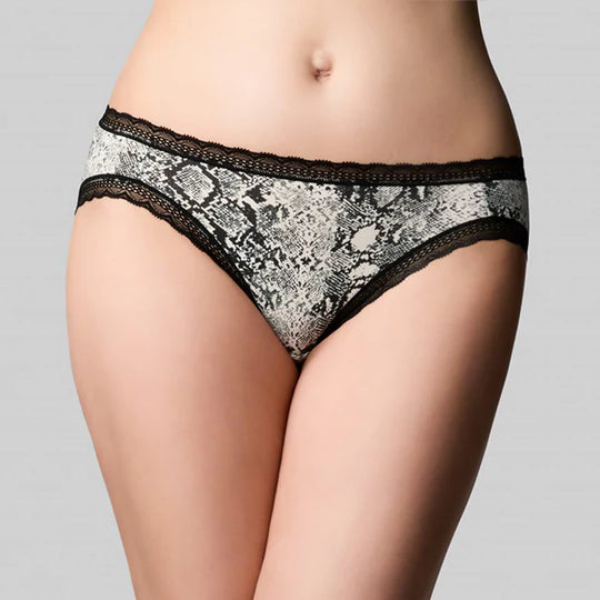 Classic Cotton Bikini - Ivory Snake