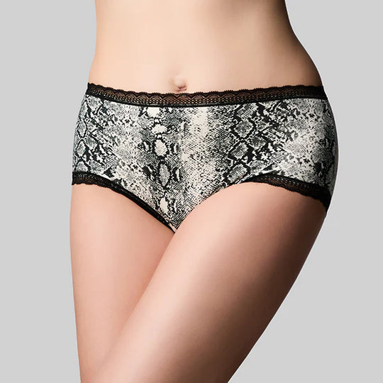 Classic Cotton Boyshort - Ivory Snake