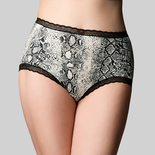Classic Cotton Full Brief - Ivory Snake