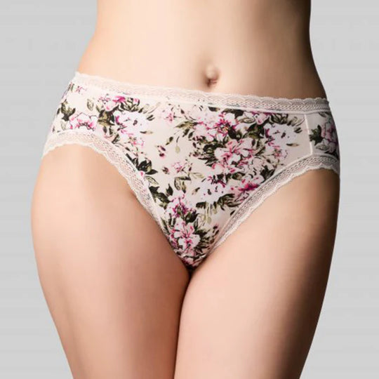 Classic Cotton Hi Cut  Brief - Heirloom Rose Garden