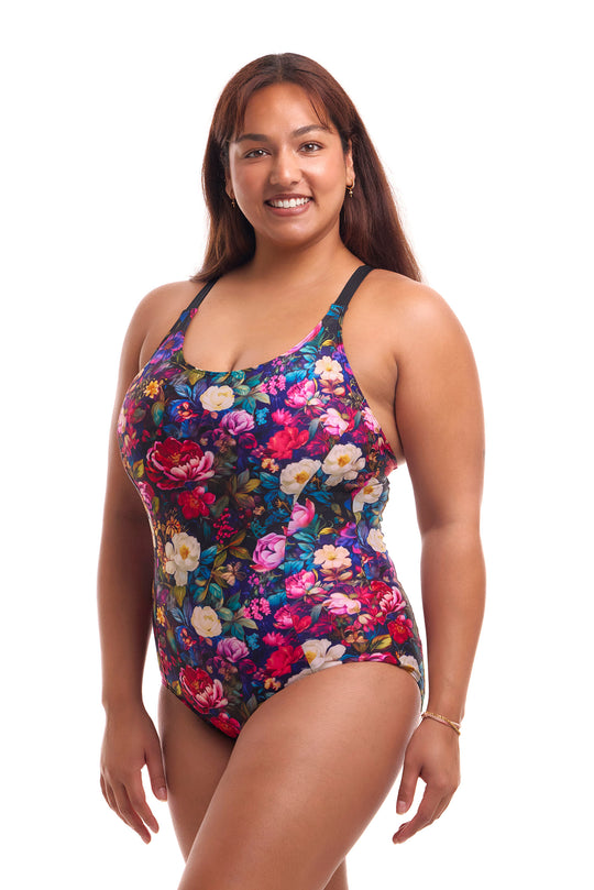 Printed Brace Me Back One Piece - Bed Of Roses