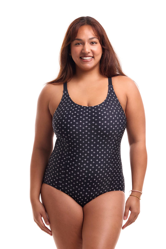 Printed Brace Me Back One Piece - Be Positive