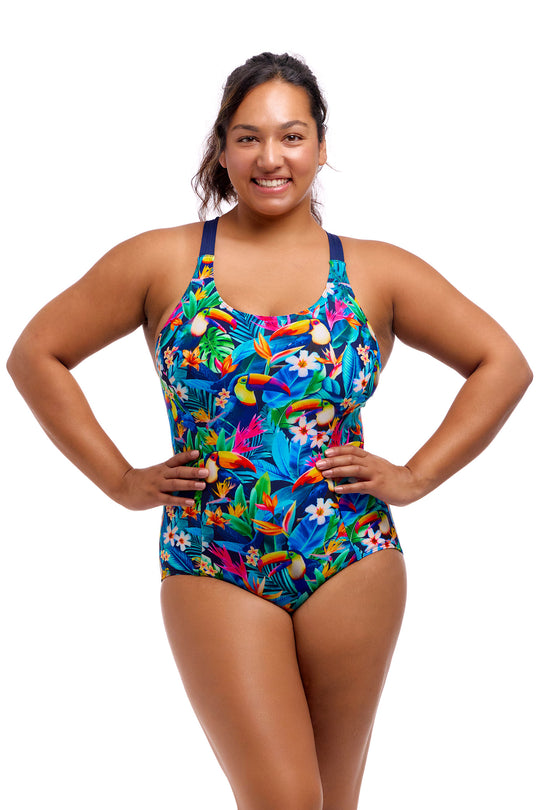 Printed Brace Me Back One Piece - Birdie Wordie