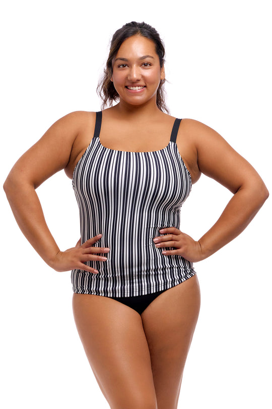 Printed Scoop Neck Tankini - Chain Gang