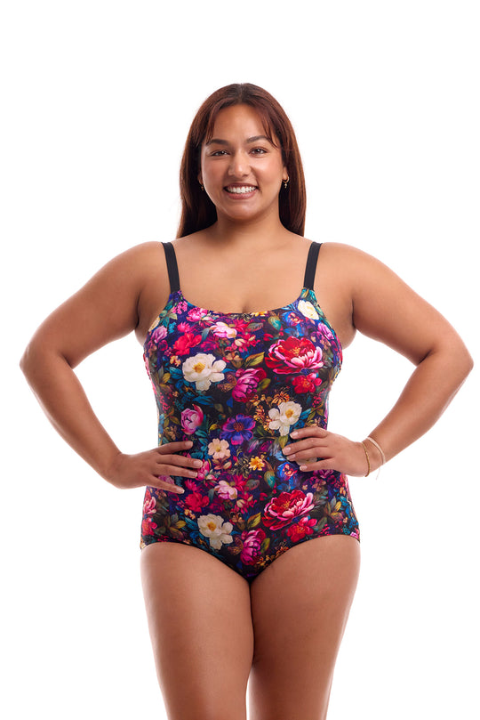 Scoop Neck One Piece Print - Bed Of Roses