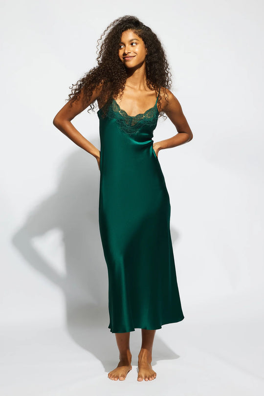 Silk Lace Slip - Emerald