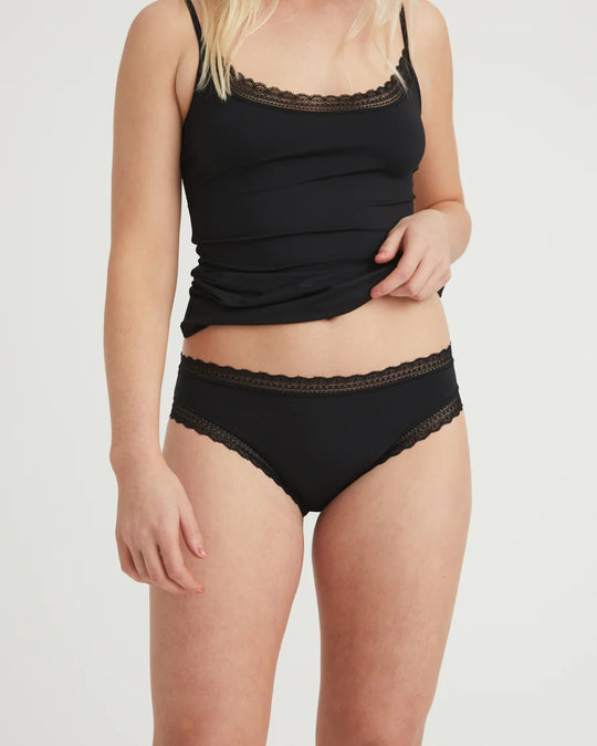 Everyday Bikini With Lace Trim - Black