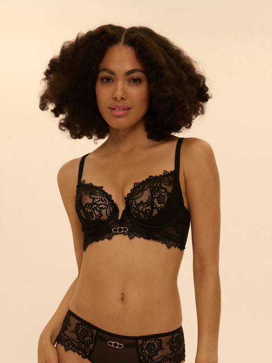 Idole Semi Padded Plunge Bra - Black