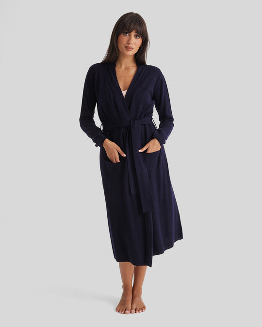 Wool Cashmere Long Robe - Nightshade