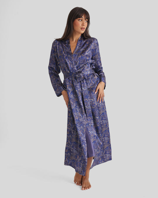 Long Silk Robe - Paisley