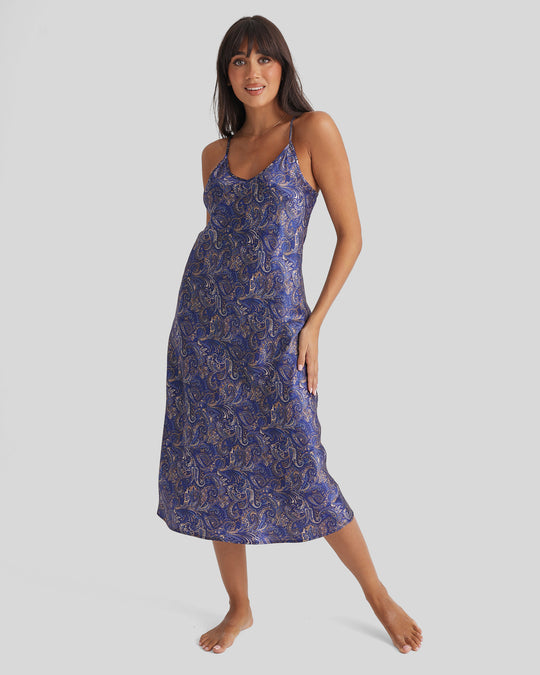 3/4 Length Silk  Chemise - Paisley