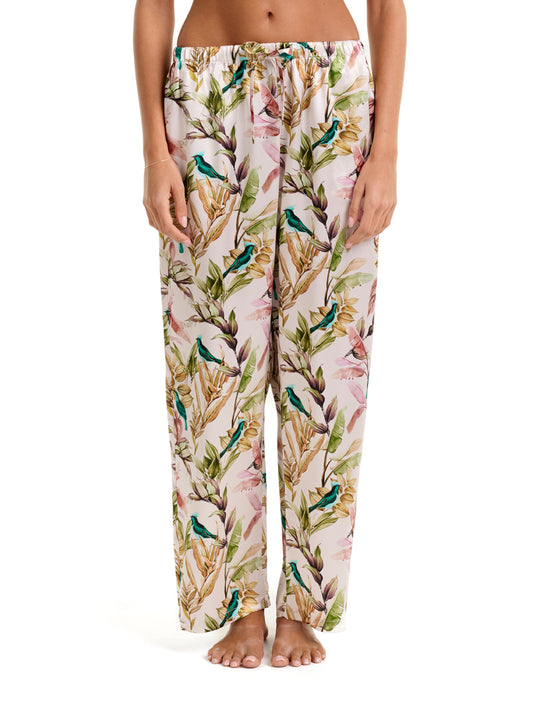 Silk Sleep Pant W Pocket - Bluebird Print