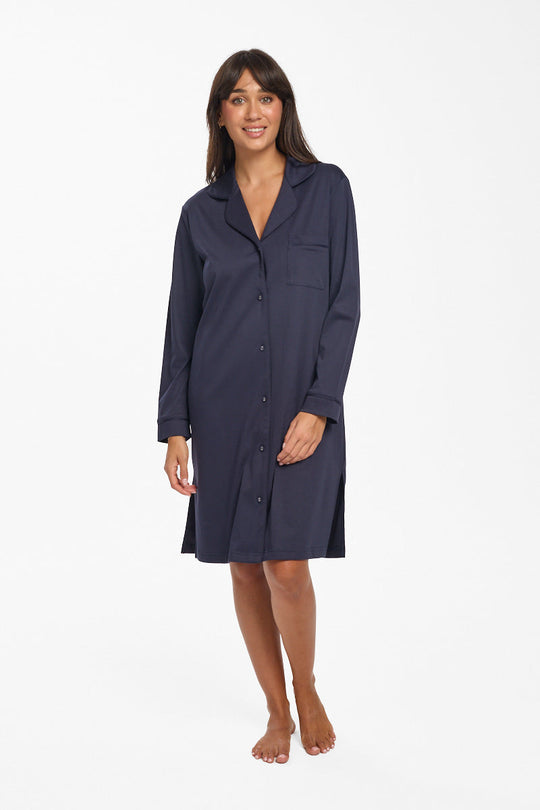 Supima Cotton Nightie Shirt - Navy