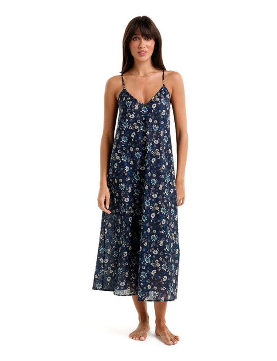 Cotton Voile A Line Long Nite - Moonlit Garden