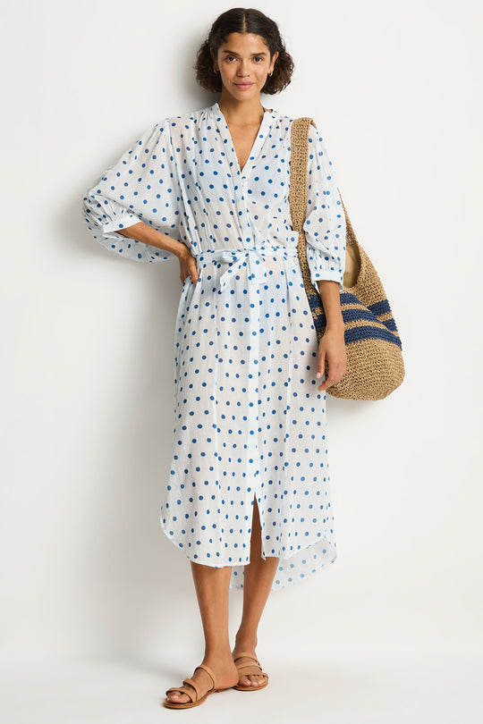 Dottie Boho Long Sleeve Dress - Denim Blue