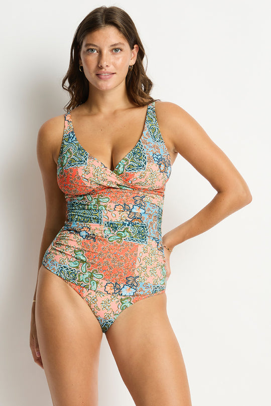 Java Cross Front Multifit Singlet Top - Coral