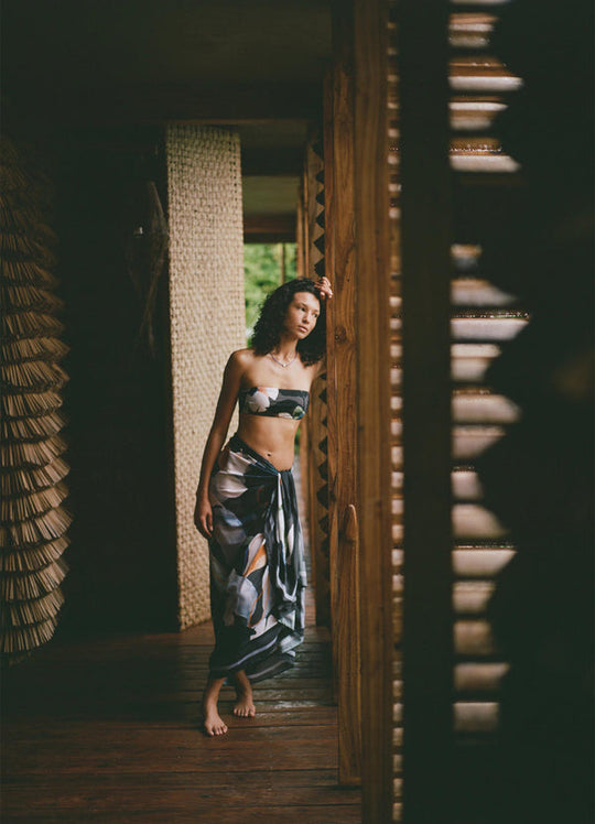 Flourish Long Sarong - Charcoal