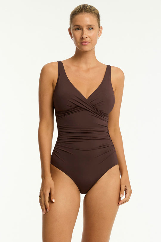 Essentials Edit Front Multifit One Piece - Cocoa