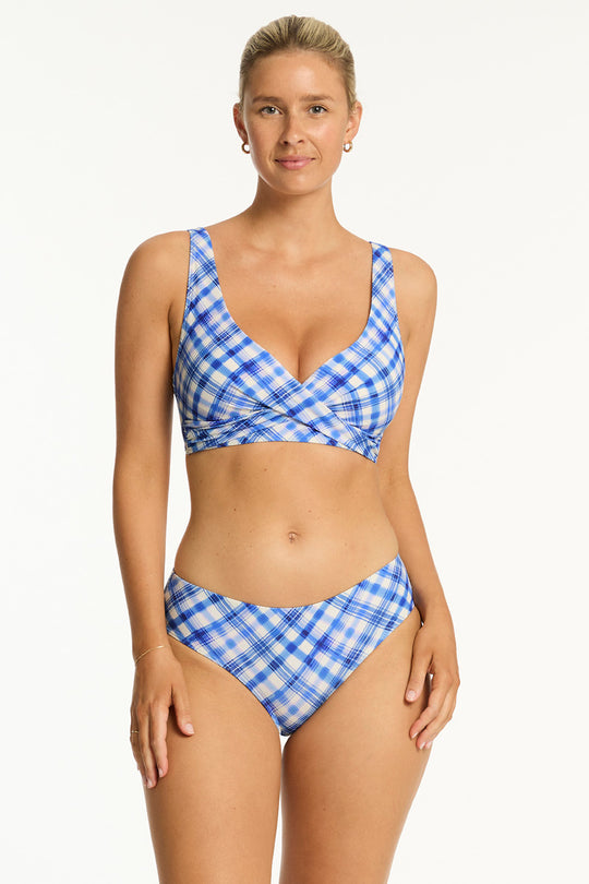 Somerset Cross Front Multifit Bikini Top - Denim Blue