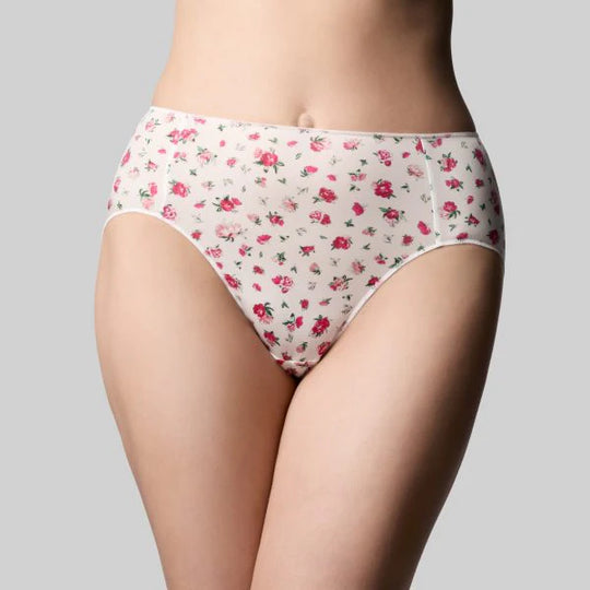 The Knicker Classic Hi Cut Brief - Rosebud White