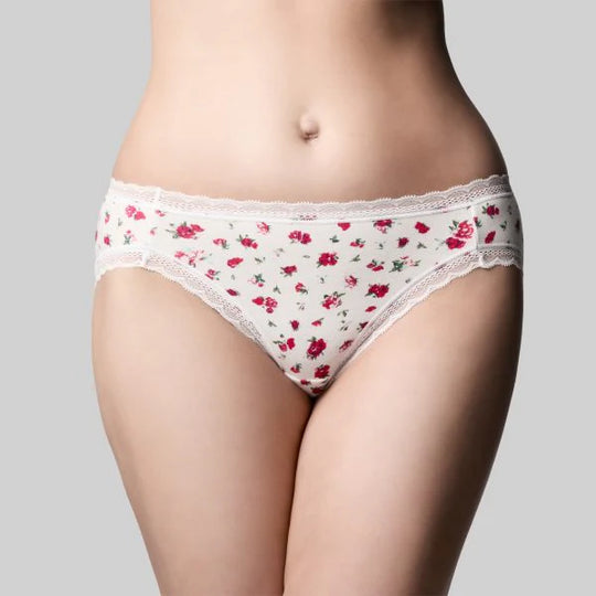 Classic Cotton Bikini - Rosebud White