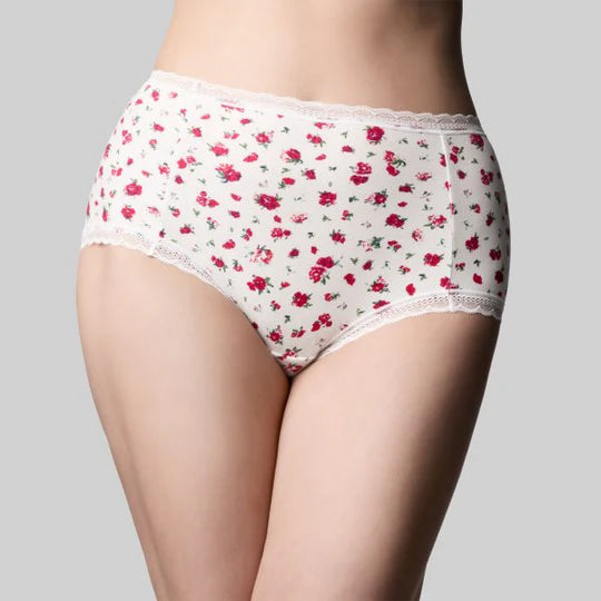 Classic Cotton Full Brief - Rosebud White