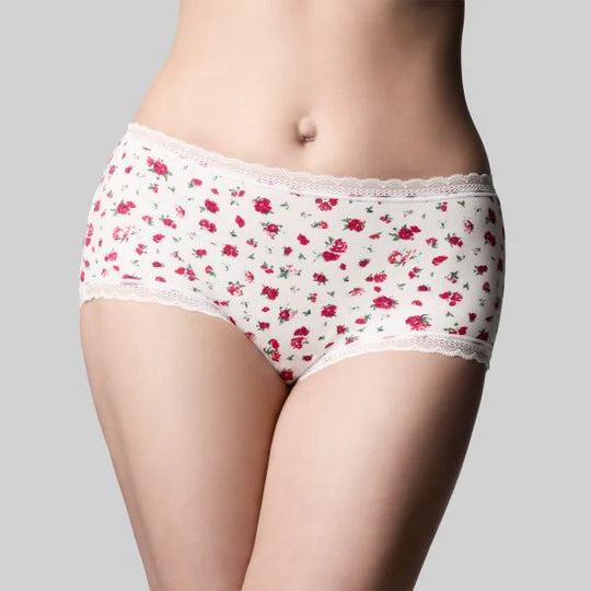 Classic Cotton Boyshort - Rosebud White