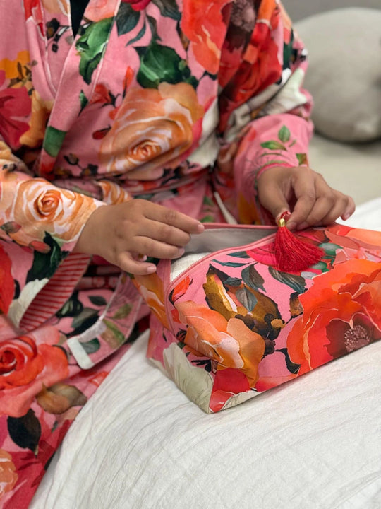 Tuscan Rose Toiletry Bag - Pink