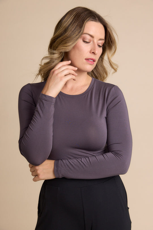 Tani Round Neck Long Sleeve - Grape