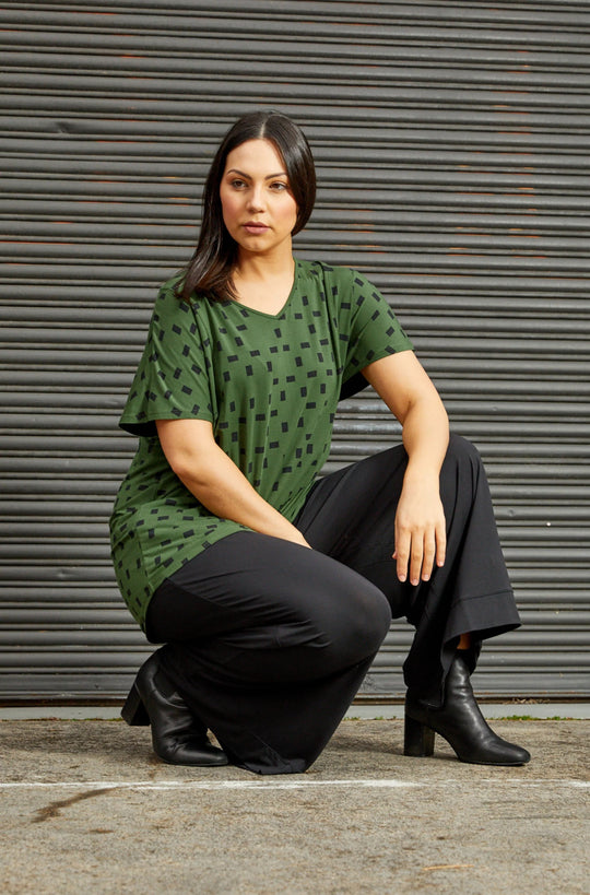 Ivy Swing Tee - Moss Print